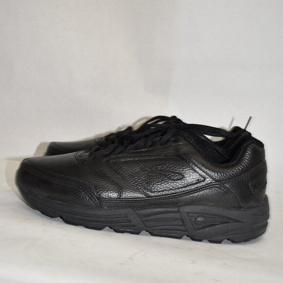 $150 BROOKS Addiction Walker 2 RUNNING SNEAKER BLACK LEATHER 10.5 WIDE (TPO3) - Picture 4 of 7